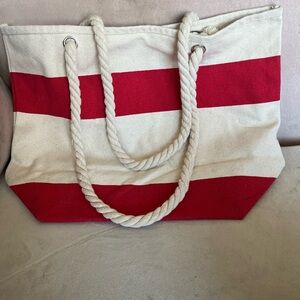 Red and Cream Tote Bag